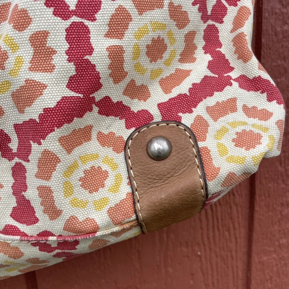 Fossil Canvas Shoulder Bag with Leather Accents